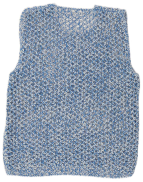 Vintage Damen Durchsichtiges Weste-Tanktop UK 16 Groß Blau meliert