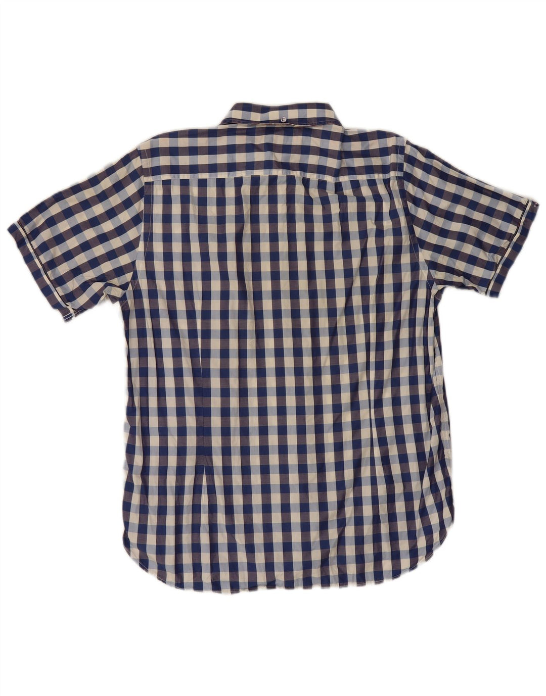 Ted Baker Herren-Kurzarmhemd, Größe 5, XL, marineblau, kariert, Baumwolle