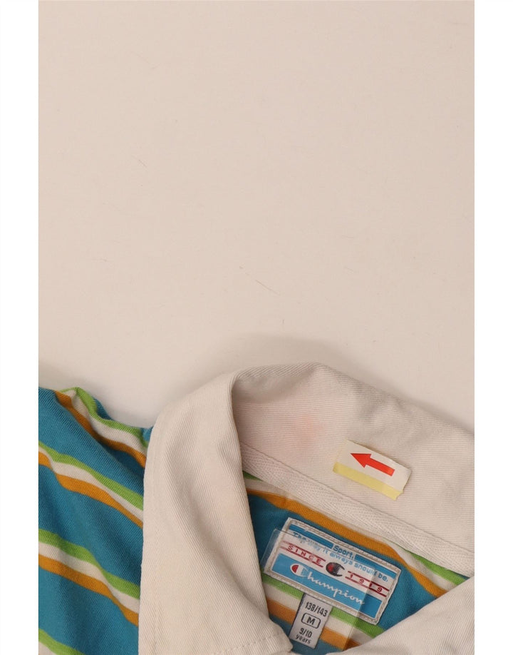 CHAMPION Jungen-Poloshirt mit Grafik, 9–10 Jahre, mittelblau, gestreift, Baumwolle