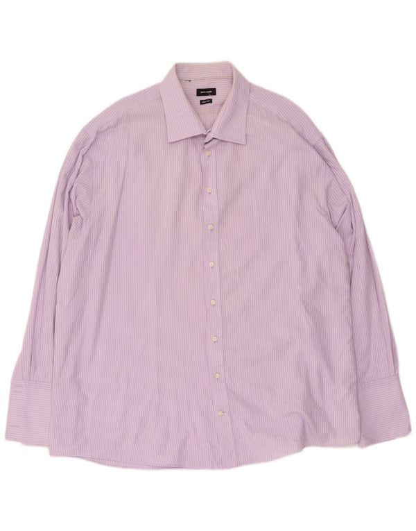 Pierre Cardin Herren-Hemd, reguläre Passform, Größe 19, 3XL, lila Nadelstreifen