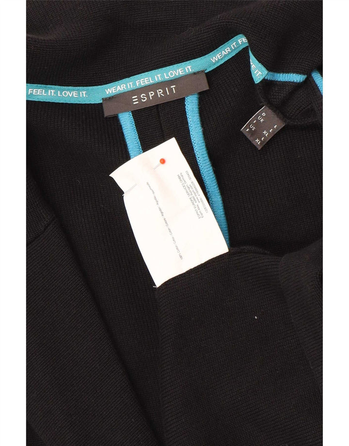 Esprit Damen-Blazer mit 2 Knöpfen, gestrickt, UK 14, Größe L, Schwarz, Baumwolle