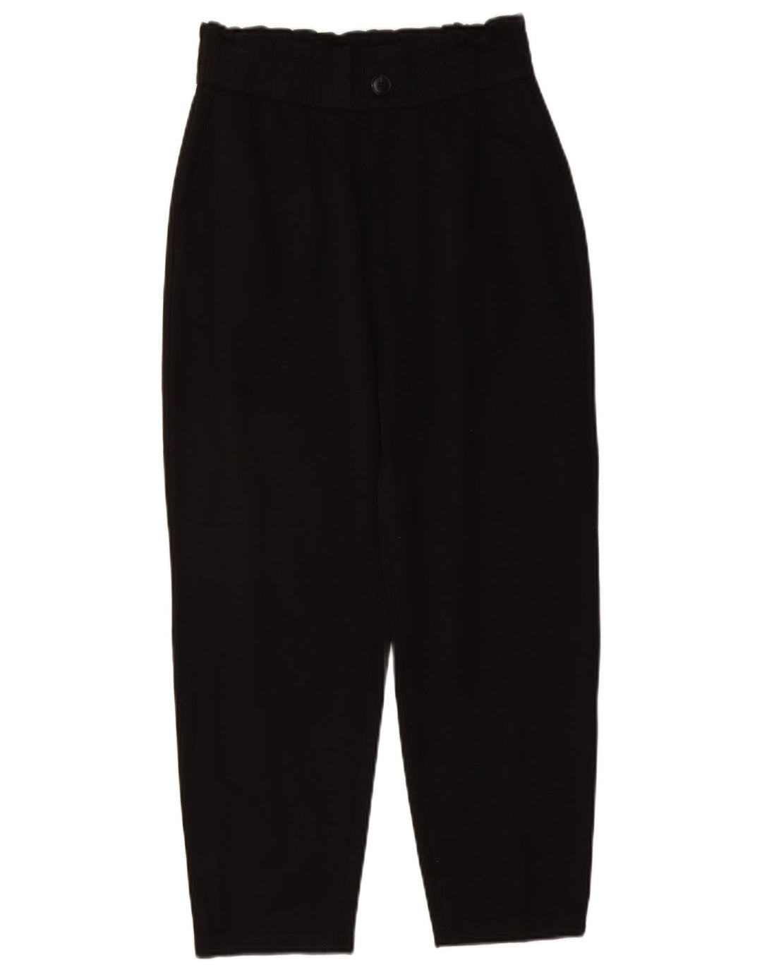 Zara Damen-Hose mit Pegged, kurz geschnitten, mittelgroß, W28, L23, schwarze Viskose