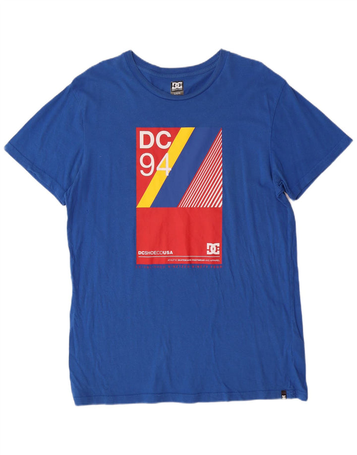 DC Mens Graphic T-Shirt Top Large Blue Cotton
