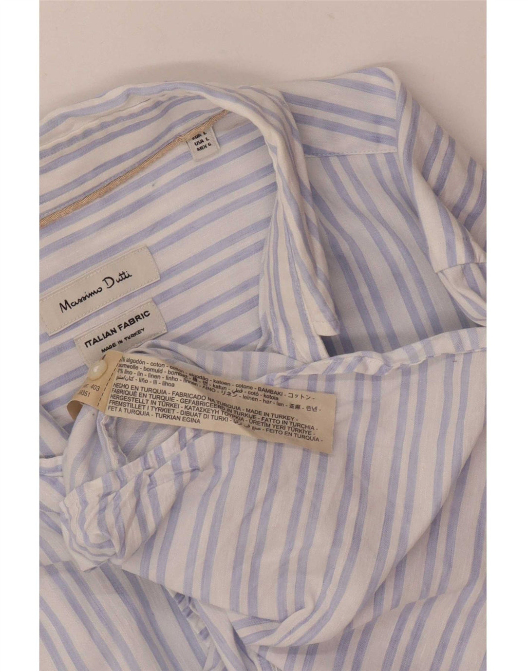 Massimo Dutti Herrenhemd, groß, blau gestreift, Baumwolle