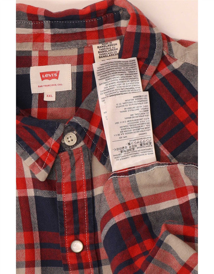Levi's Herren-Westernhemd 2XL, rot karierte Baumwolle