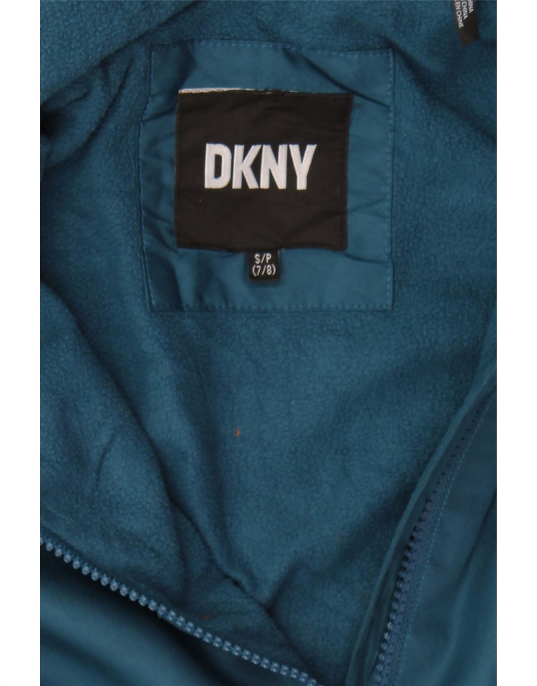 DKNY Girls Graphic Windbreaker Jacket 7-8 Years Small Blue Colourblock Vintage Dkny and Second-Hand Dkny from Messina Hembry 