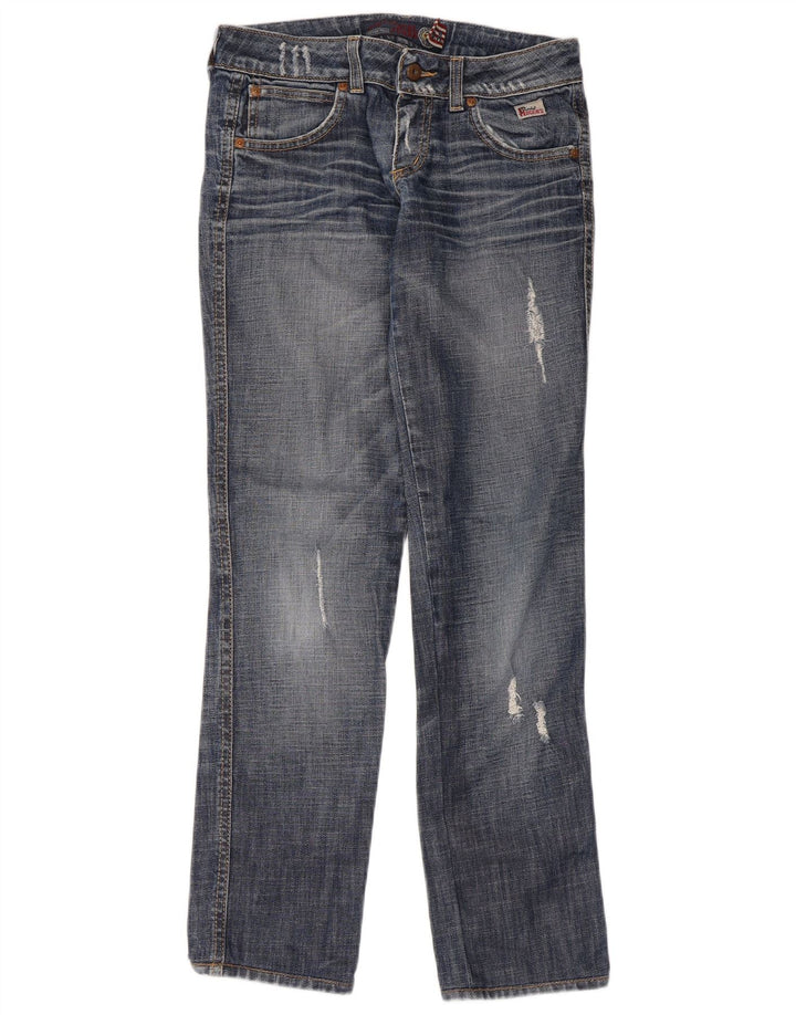 Roy Rogers Damen Distressed Straight Jeans IT 42 Medium W28 L30 Blau