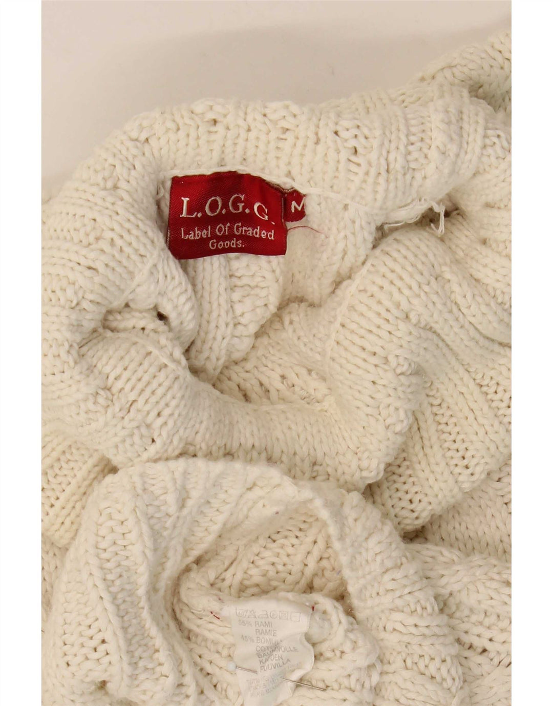 L.O.G.G Herren-Pullover mit Rollkragen, mittelgroß, Off-White-Ramie