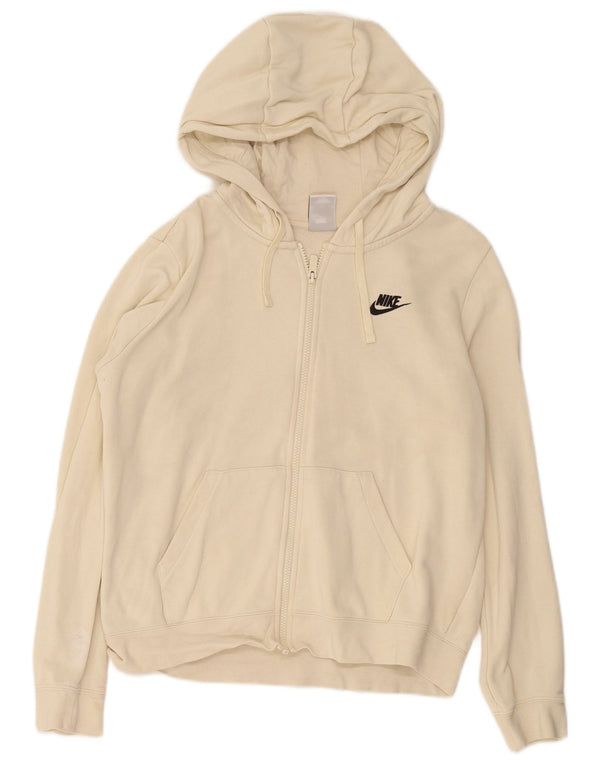 Nike Damen Zip Hoodie Pullover UK 14 Mittelbeige Baumwolle