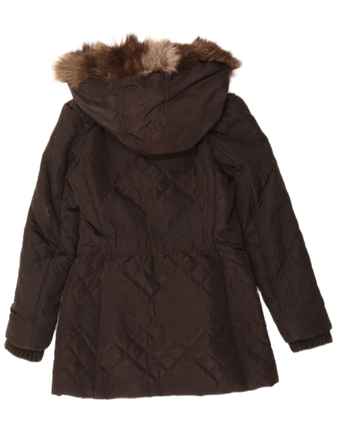 DESIGUAL Damen Steppjacke mit Kapuze, EU 38, Mittelschwarz, Paisleymuster