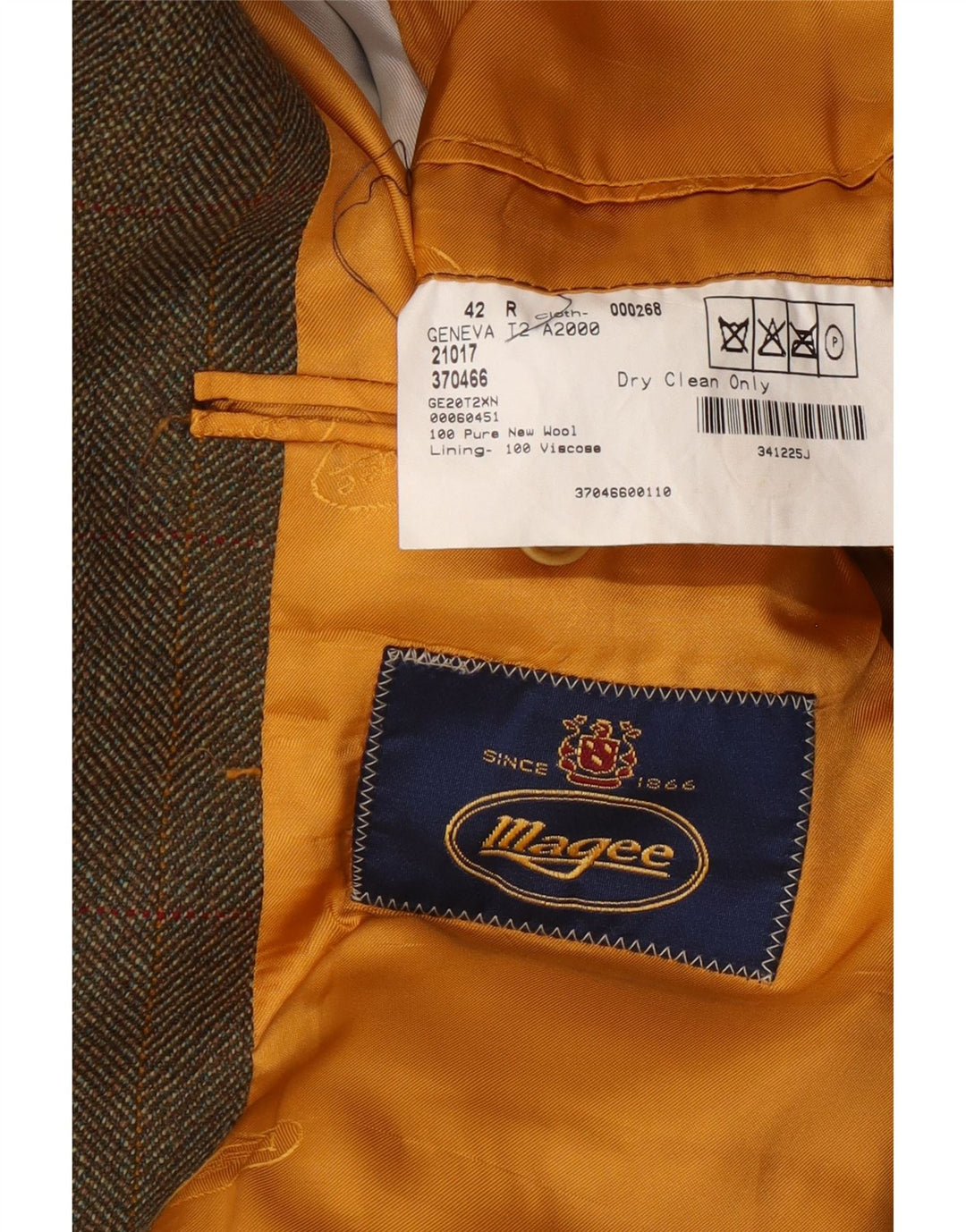 Magee Herren-Blazer mit 2 Knöpfen, UK 42, XL, braun kariert, Wolle