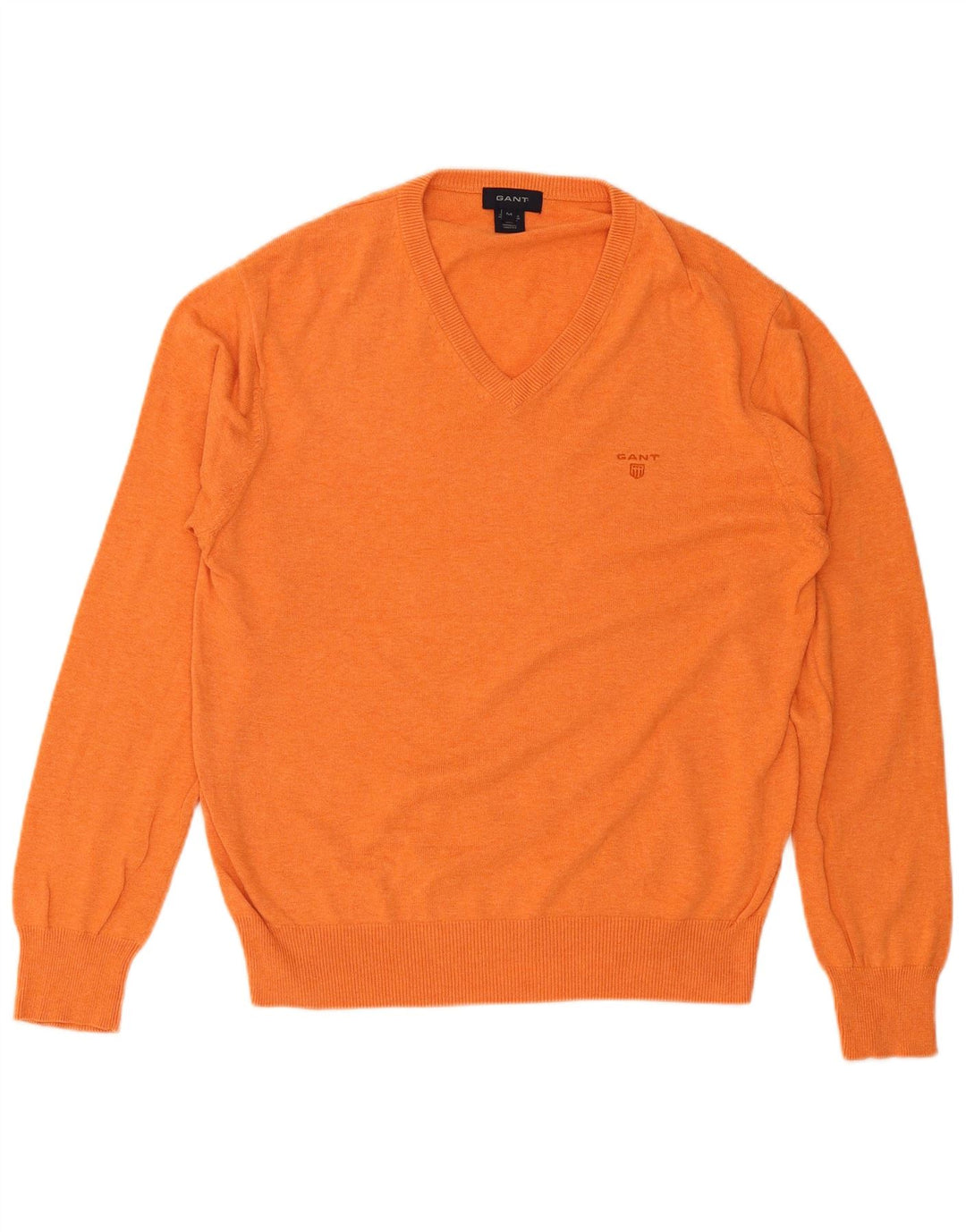 Gant Herren-Pullover mit V-Ausschnitt aus mitteloranger Baumwolle