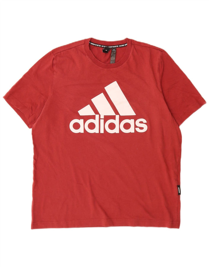 Adidas Herren Grafik-T-Shirt aus mittelroter Baumwolle