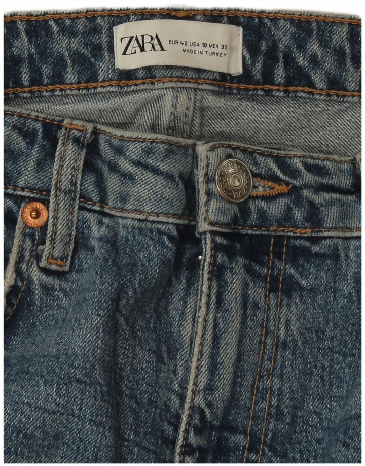 ZARA Damen Distressed Straight Jeans EU 42 Large W32 L27 Blau