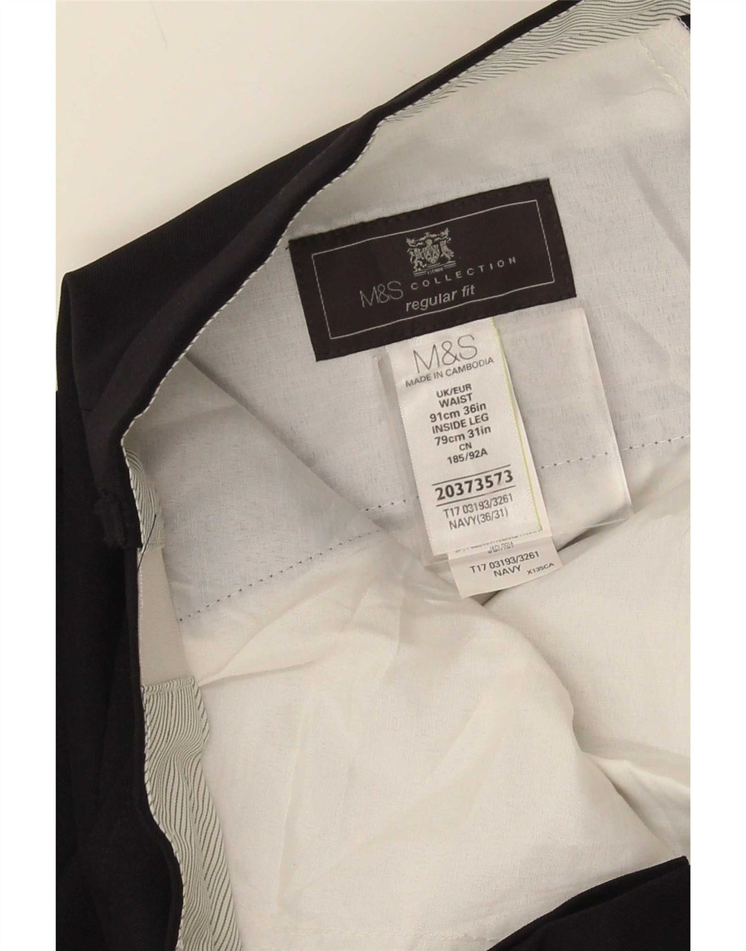 Marks & Spencer Herren-Anzughose mit gerader Passform und normaler Passform, W36 L31, Marineblau