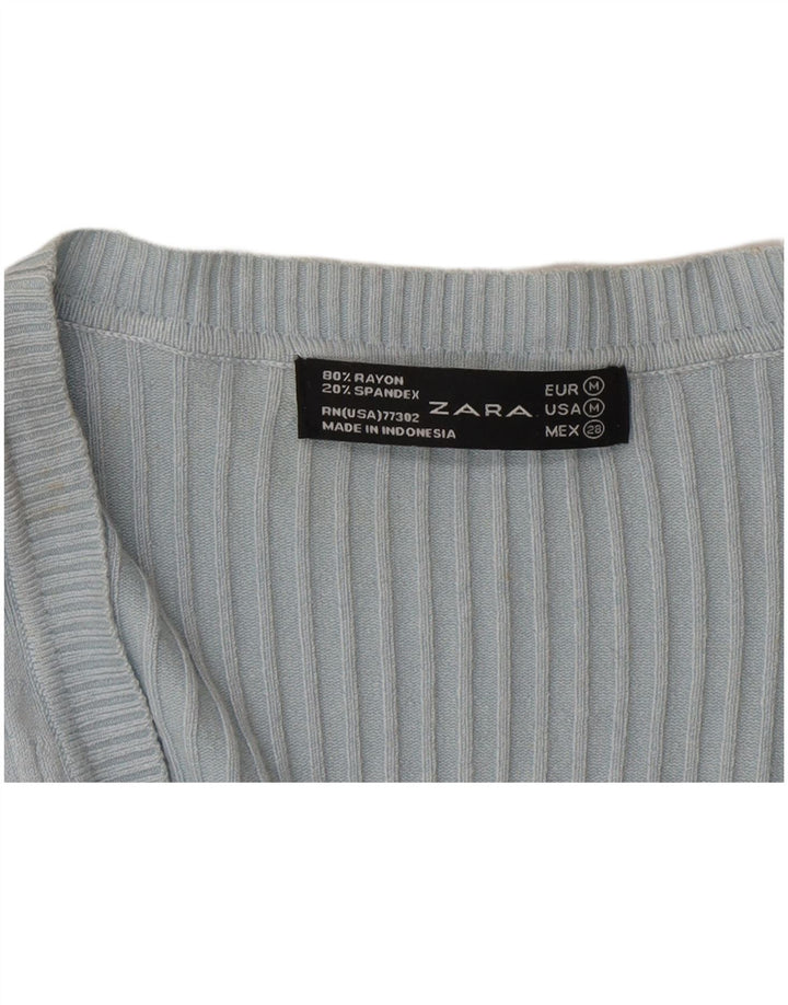 Zara Damen-Cardigan-Pullover UK 12 Mittelblauer Rayon