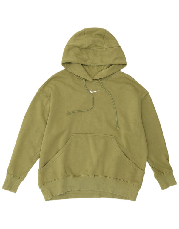 NIKE Damen-Pullover mit übergroßem Kapuzenpullover, UK 14, mittelgrüne Baumwolle