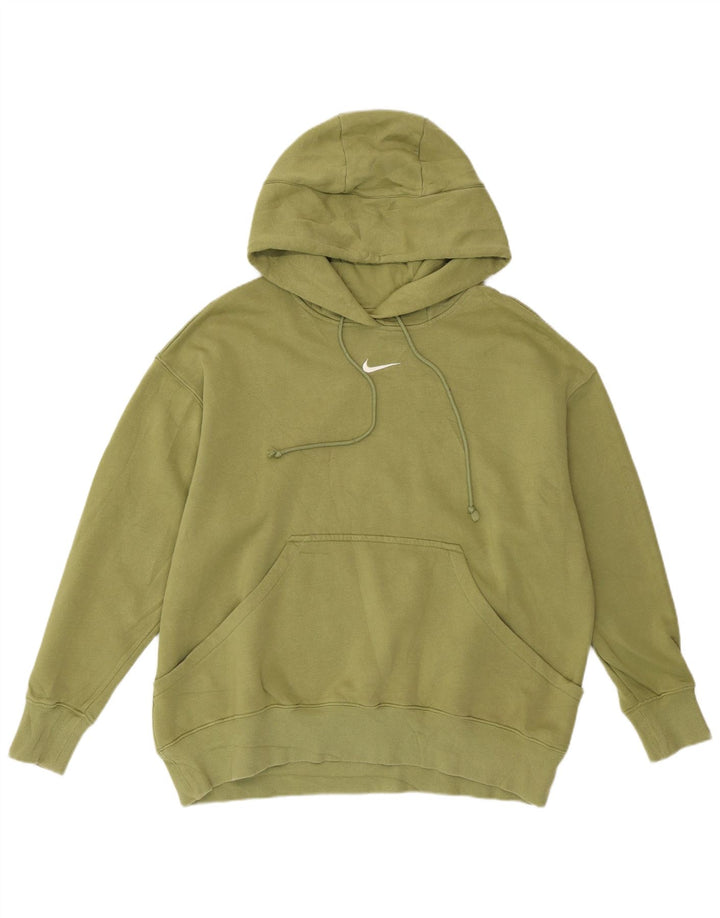 NIKE Damen-Pullover mit übergroßem Kapuzenpullover, UK 14, mittelgrüne Baumwolle