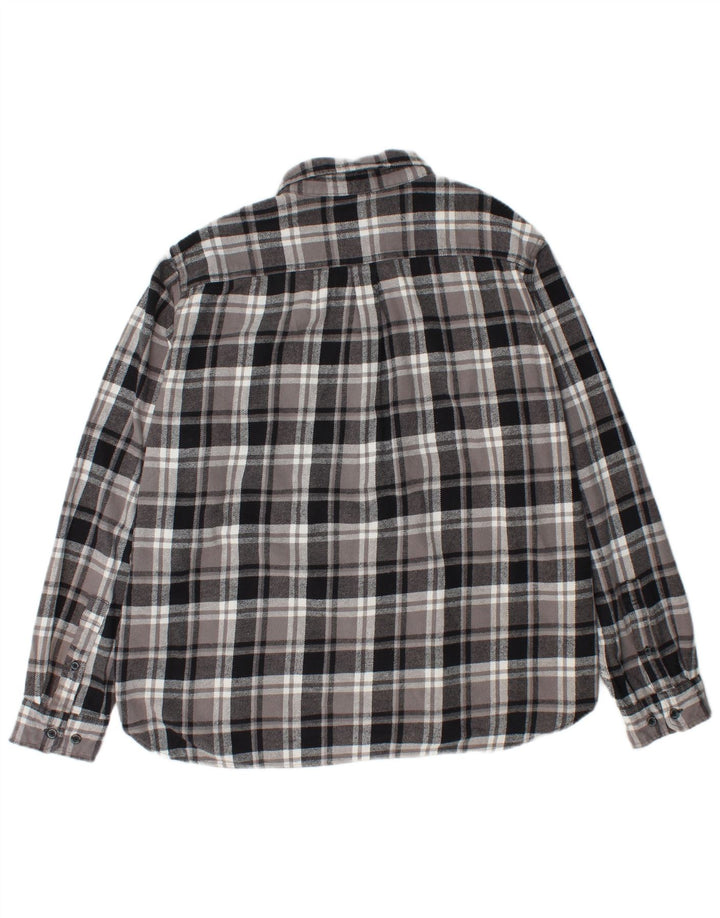 EDDIE BAUER Mens Flannel Shirt 2XL Grey Check Cotton