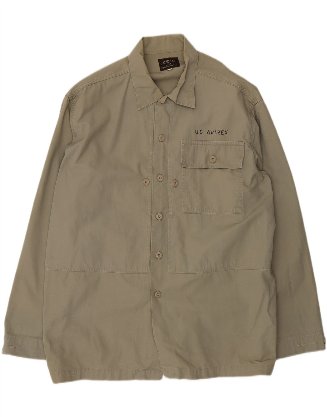 Avirex Herren-Overshirt, locker sitzendes Hemd, mittlere Khaki-Baumwolle