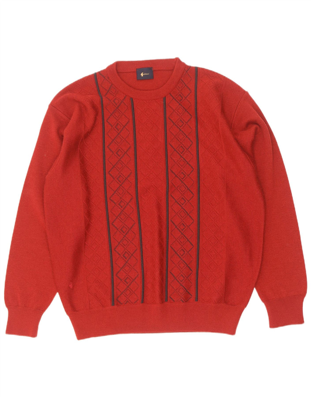 Gabicci Herren-Pullover mit Rundhalsausschnitt, groß, rote Argyle-/Diamantwolle