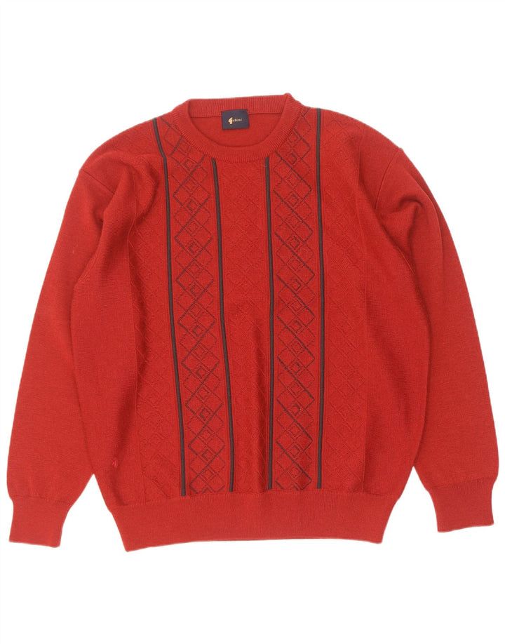 Gabicci Herren-Pullover mit Rundhalsausschnitt, groß, rote Argyle-/Diamantwolle