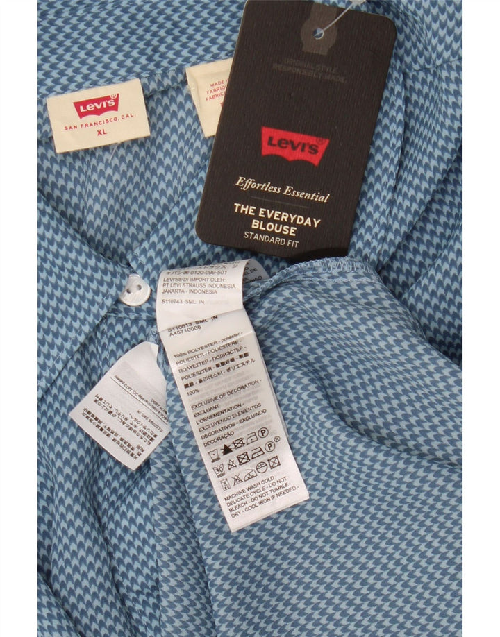 LEVI'S Damen-Hemd in Übergröße, Standard-Passform, UK 18, XL, blauer Hahnentrittmuster