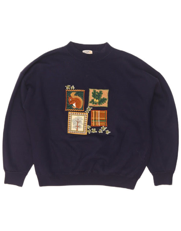 Übergroßer Sweatshirt-Pullover mit Grafik für Damen von Acorn, Gr. 10, Marineblau
