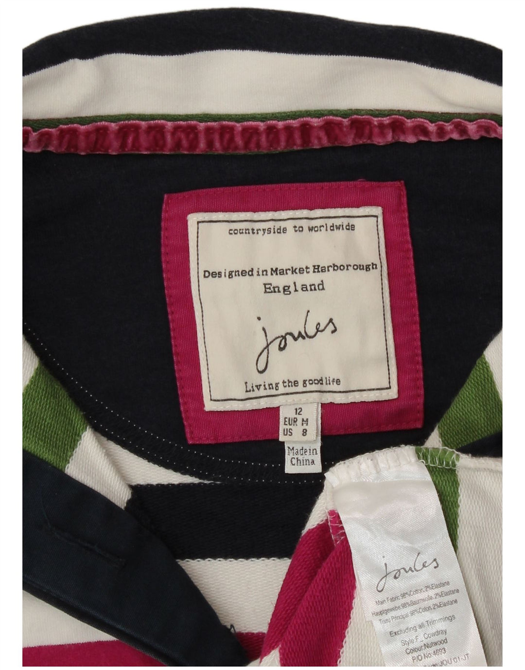 Joules Damen Sweatshirt-Pullover UK 12 Medium Mehrfarbig gestreift