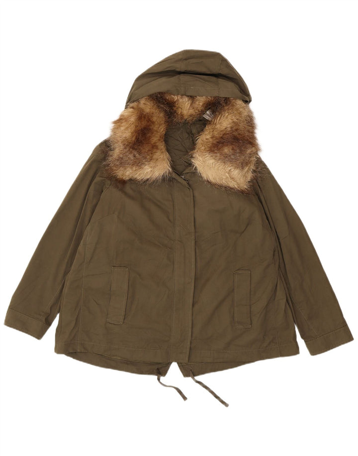 MARKS & SPENCER Damen-Parka mit Kapuze, übergroß, Gr. 14, Khaki