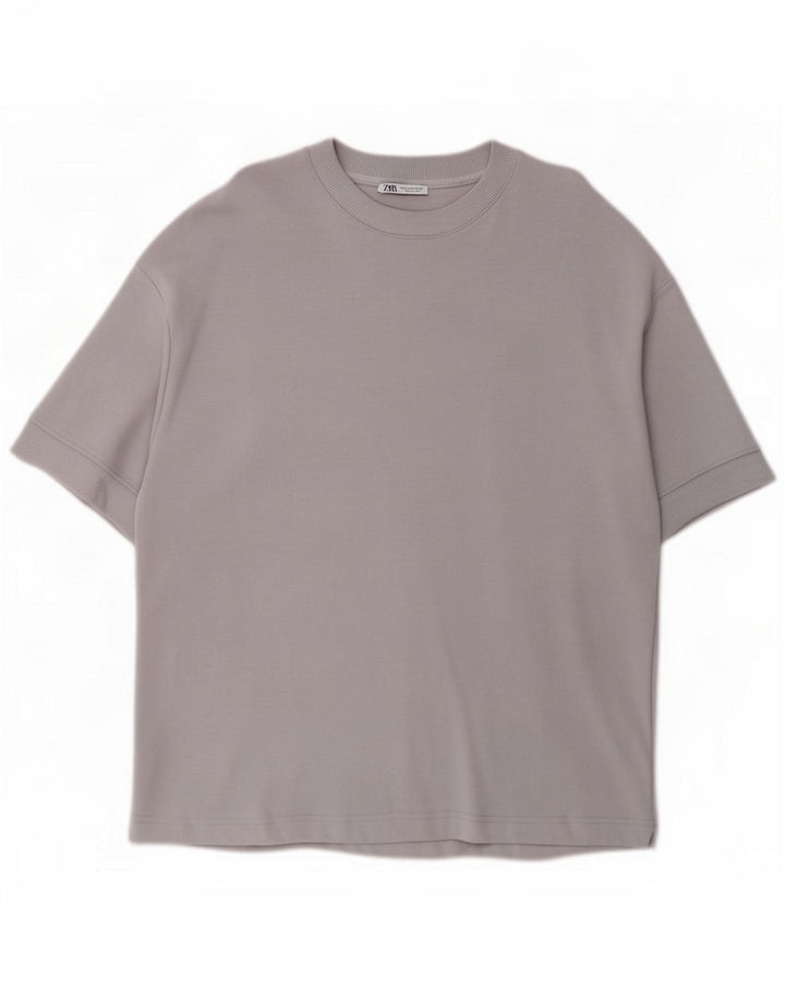 Zara Herren T-Shirt Top Medium Lila Baumwolle