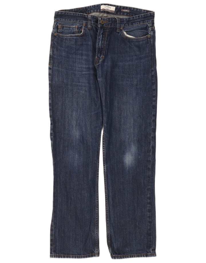 Fat Face Herren Straight Jeans W34 L30 Marineblau Baumwolle