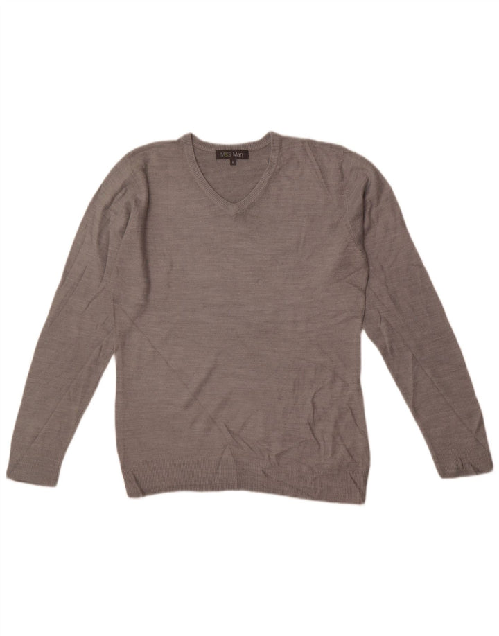 Marks & Spencer Herren-Pullover mit V-Ausschnitt, klein, Acryl, Grau