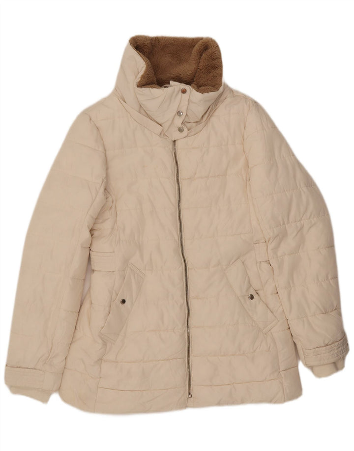 Zara Damen Übergroße wattierte Jacke UK 10 Small Weiß Polyester