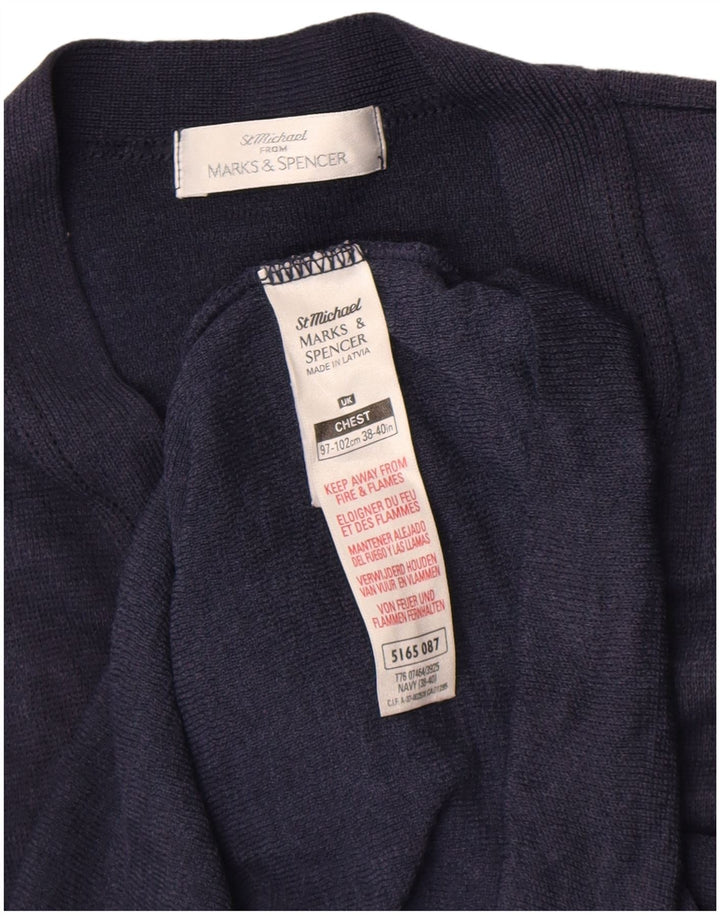 Marks & Spencer Damen-Cardigan-Pullover EU 38/40 Mittelmarineblaue Wolle