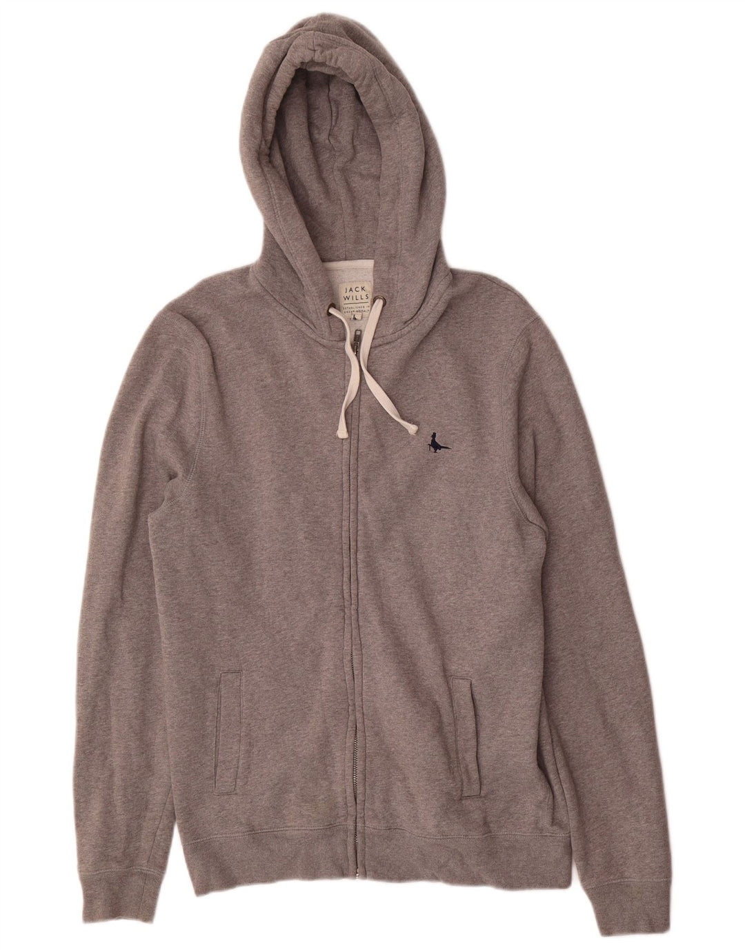 Jack Wills Herren-Kapuzenpullover mit Reißverschluss, mittelgrau gesprenkelte Baumwolle