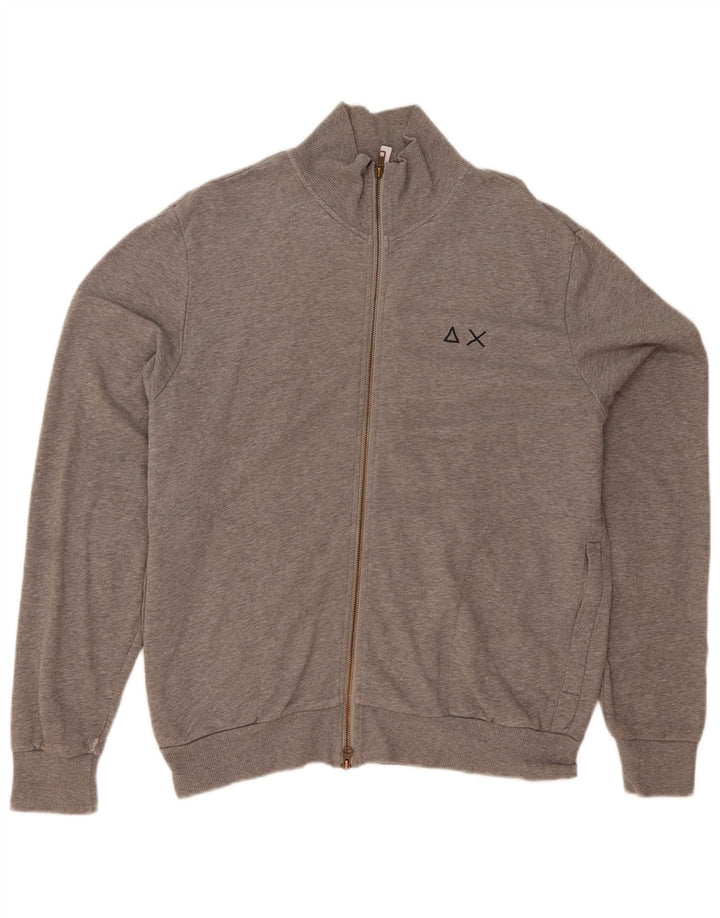 Sun68 Herren-Trainingsanzug-Oberteil, Jacke, XL, grau gefleckte Baumwolle