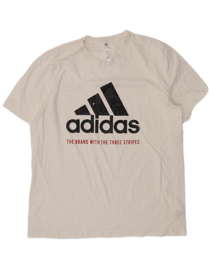 Adidas Herren T-Shirt mit Grafik, groß, aus weißer Baumwolle