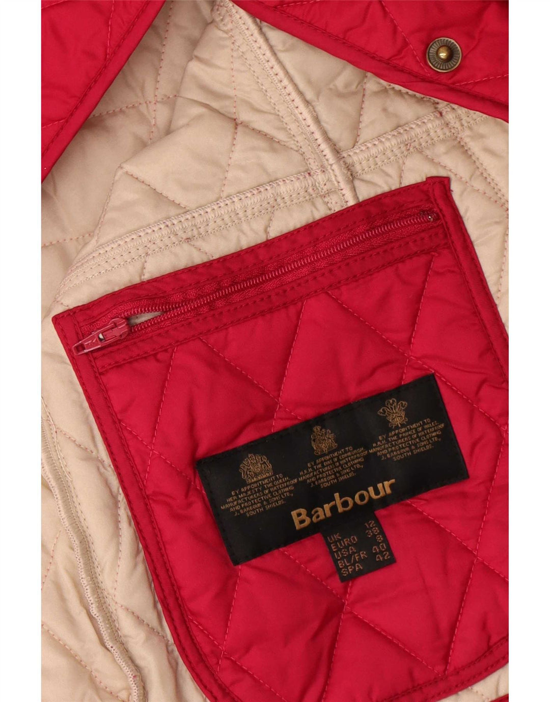 Barbour Damen Steppjacke UK 12 Mittelrotes Polyamid