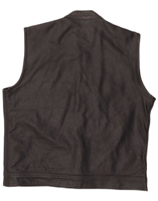 Leatherick Herren-Lederweste, UK 44, 2XL, schwarzes Leder