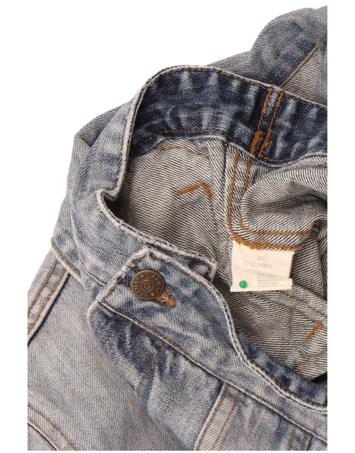 Naf Naf Damen Jeansjacke UK 12 Mittelblaue geblümte Baumwolle