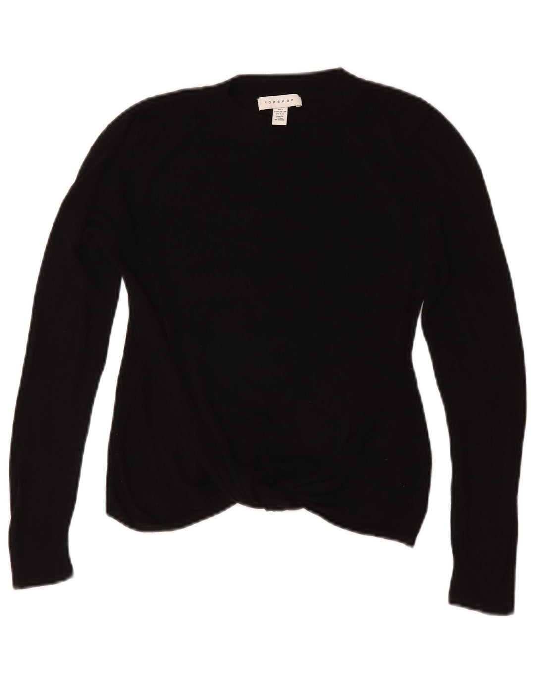 Topshop Damen Crop Oversized Top Langarm UK 10 Small Schwarze Viskose