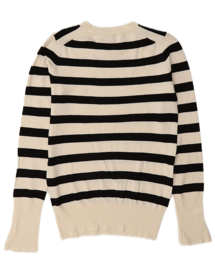 Zara Damen-Pullover mit Rundhalsausschnitt, Gr. 10, Größe S, weiß gestreift
