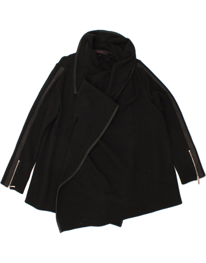 EVALINKA Womens Asymmetric Open Cardigan Sweater US 3 Small Black Acrylic Vintage Evalinka and Second-Hand Evalinka from Messina Hembry 