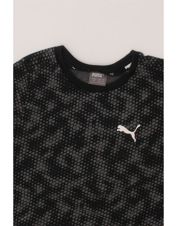 PUMA Boys T-Shirt Top 5-6 Years Black Geometric Cotton Vintage Puma and Second-Hand Puma from Messina Hembry 