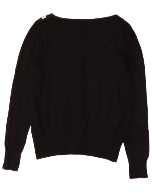 Marks & Spencer Damen-Cardigan-Pullover UK 12 Mittelschwarze Baumwolle