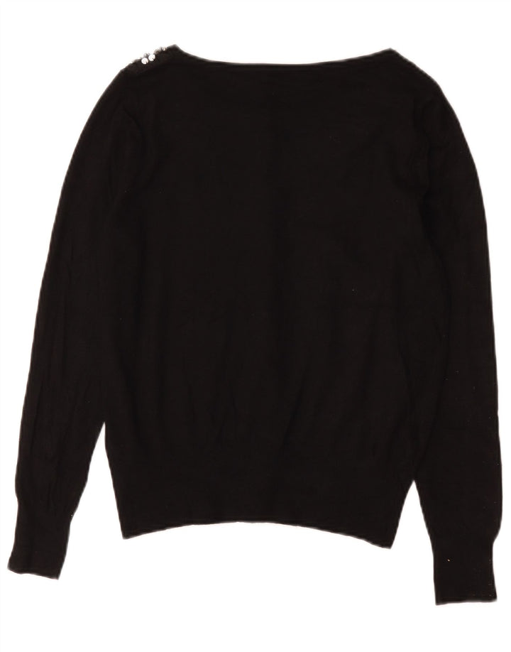 Marks & Spencer Damen-Cardigan-Pullover UK 12 Mittelschwarze Baumwolle