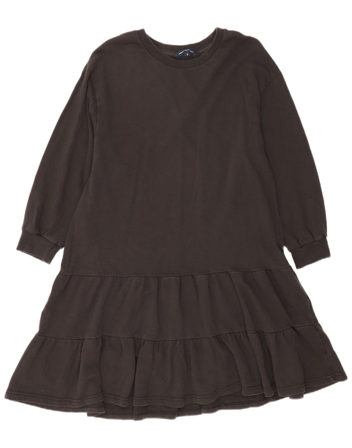 French Connection Damen-Oversize-Stufenkleid, UK-Größe 10, Größe S, Schwarz, Baumwolle