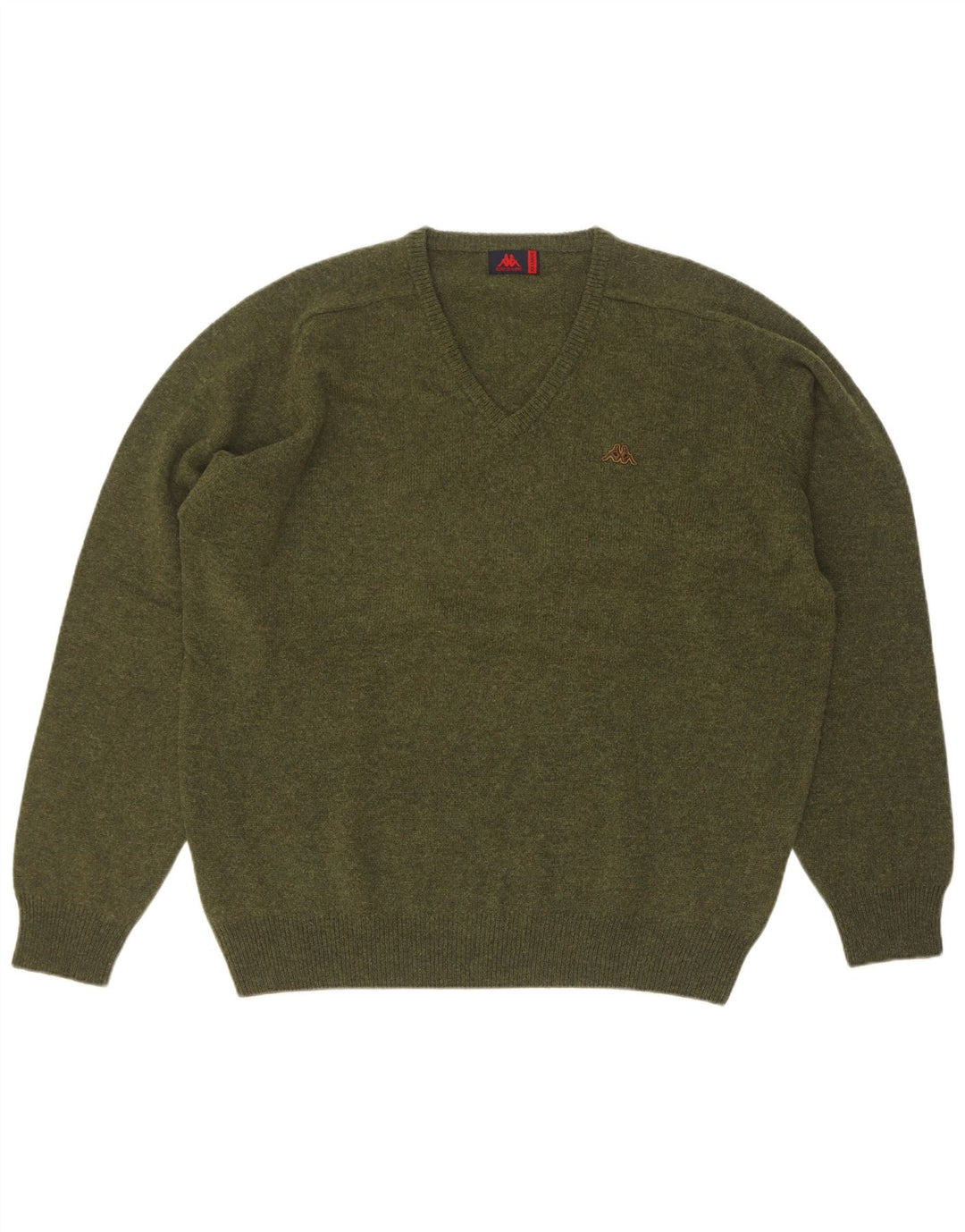 Kappa Herren-Pullover mit V-Ausschnitt, 2XL, Khaki, Schurwolle
