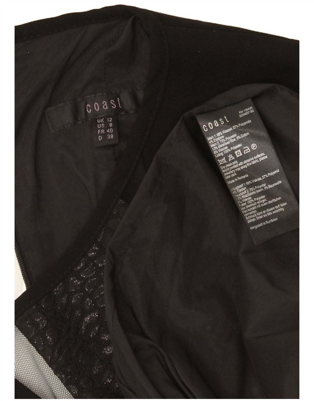 Coast Damen Etuikleid UK 12 Mittelschwarze Viskose
